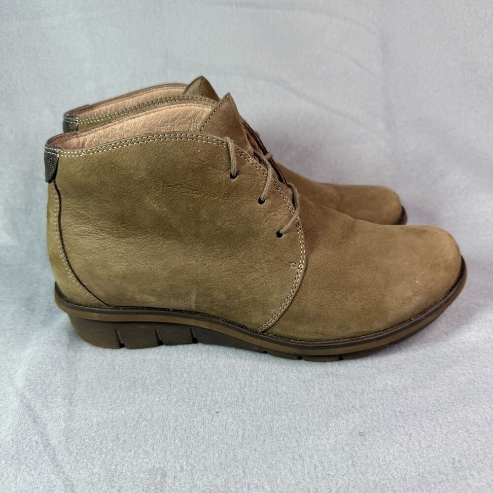 Dansko Joy Boots Tan Leather Lace Up Chukka Bootie Comfort Wedge Size 38 7.5